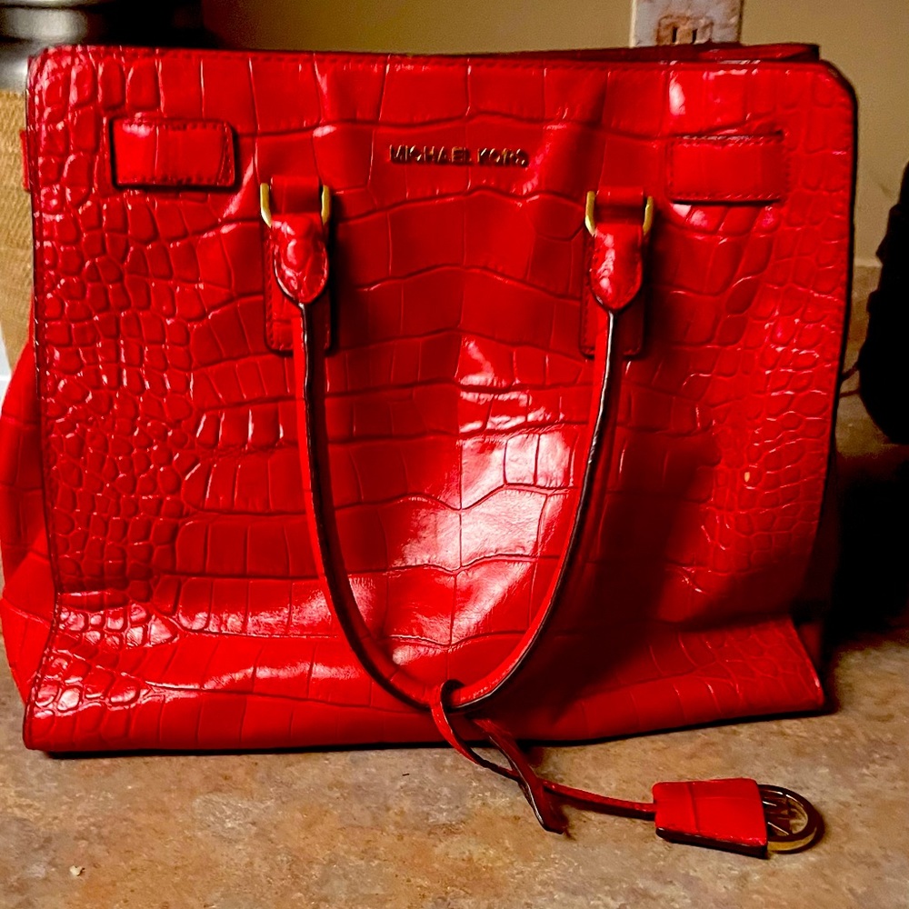 Michael Kors purse red croc embossed